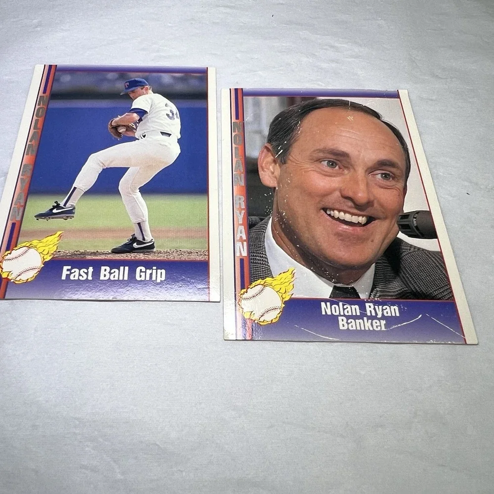 🔥1991 Pacific NOLAN RYAN‎ Texas Express Banker Fast Ball Grip 2 Baseball Cards